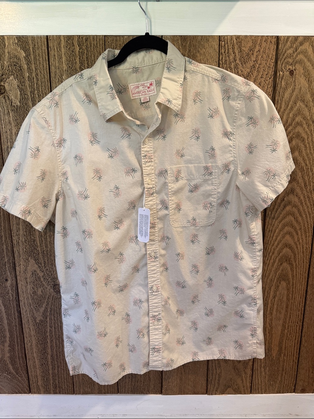 American Eagle Men's  Short Sleeve Palm Tree ~ Size: Large